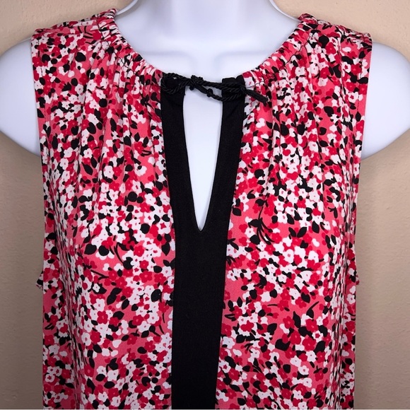 Medium MICHAEL Michael Kors Fuchsia Pink White Black Floral Dress Sleeveless - Picture 15 of 16
